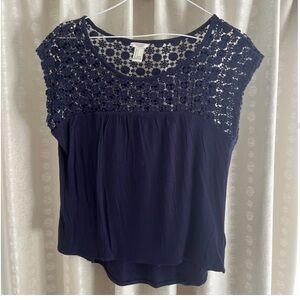 Forever 21 Dark Blue Lace Top